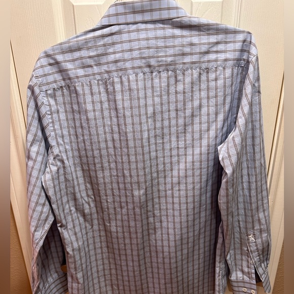 Bugatchi Uomo long sleeve shirt with window pane and birds-eye trim cuff /collar - Picture 9 of 12